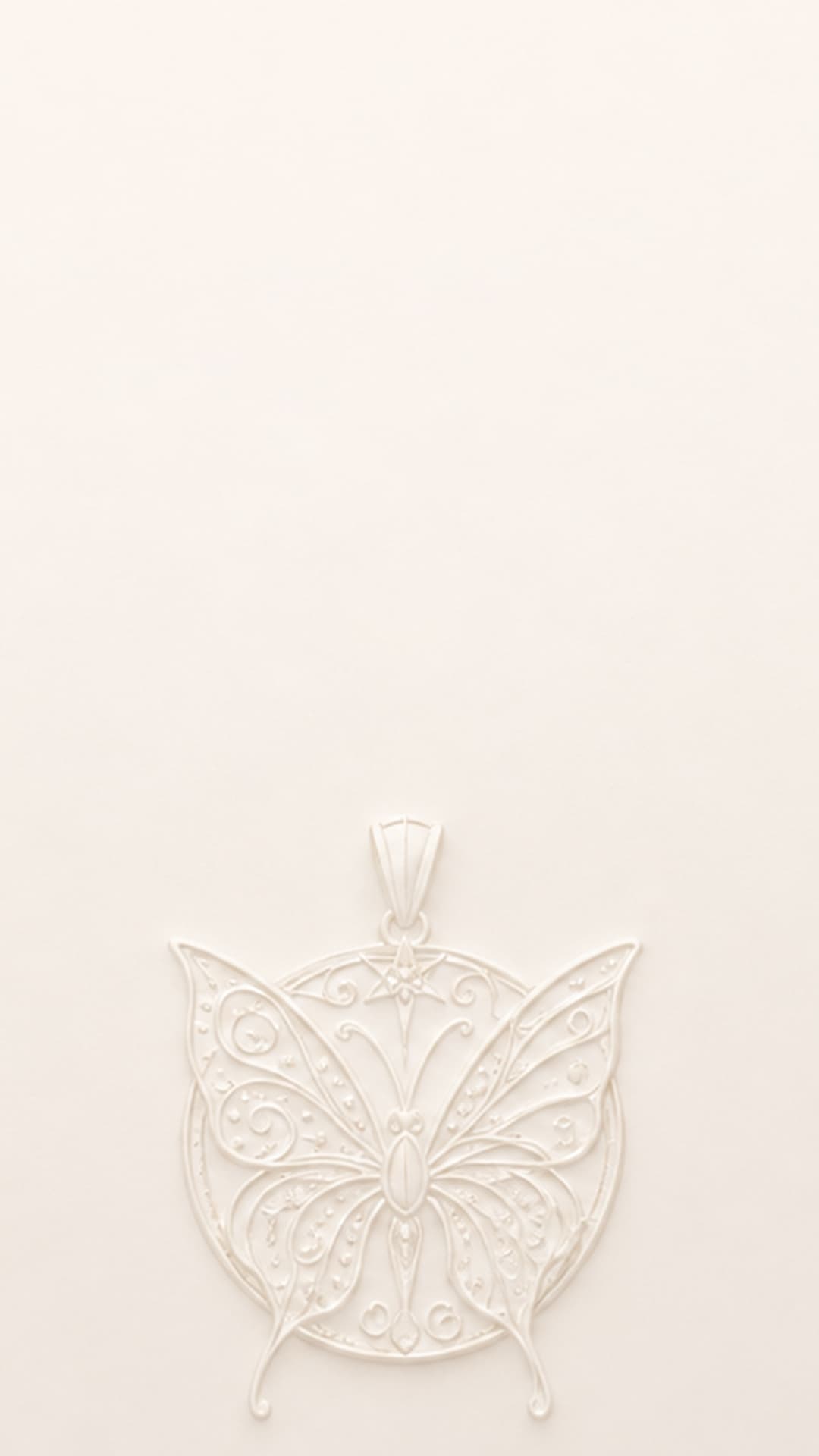 Taly butterfly talisman cast in a pale wax-white finish